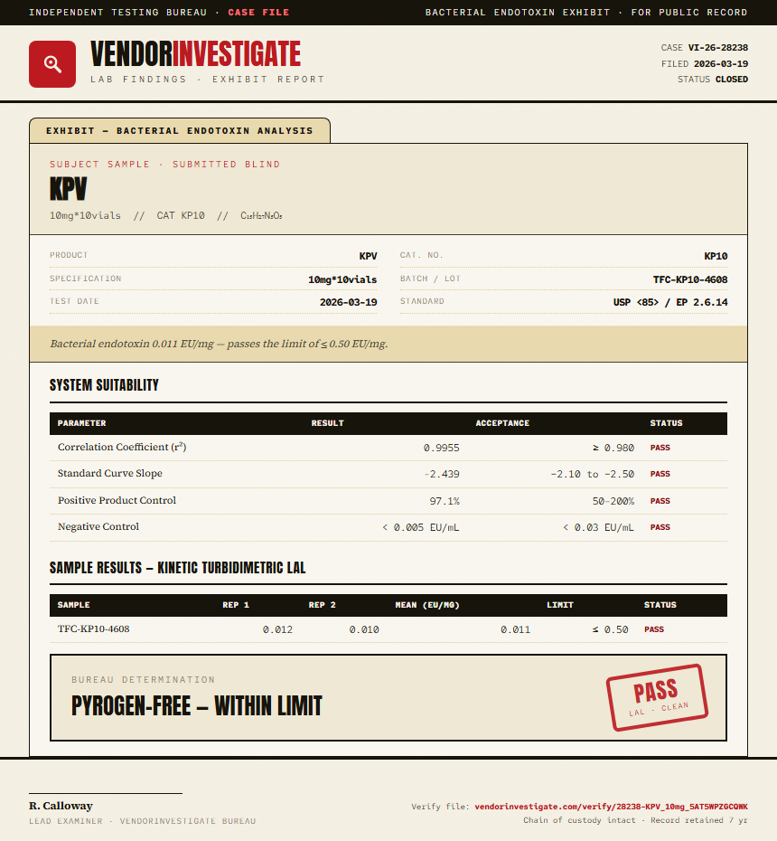 KPV Endotoxin report by VendorInvestigate